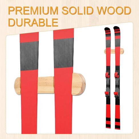 PEUTIER Minimalist Wood Ski Rack, Snowboard Wall Mount Rack Hanger Snowboard Display Rack Snowboard Storage Rack Ski Holder for Room Garage Ski Board Longboard in Saudi Arabia