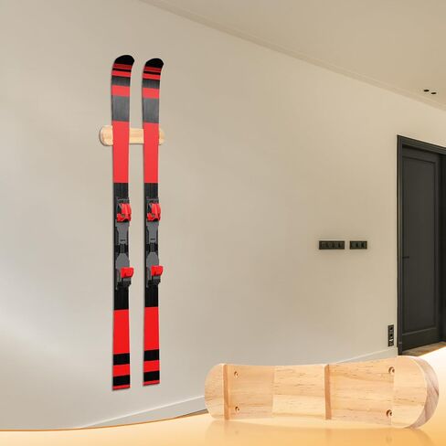PEUTIER Minimalist Wood Ski Rack, Snowboard Wall Mount Rack Hanger Snowboard Display Rack Snowboard Storage Rack Ski Holder for Room Garage Ski Board Longboard in Saudi Arabia
