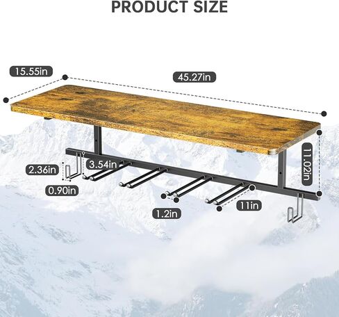 Snowboard Wall Mount,Ski Wall Mount Can Bear Weight of 400 Pounds,Ski Rack with Wooden Shelf,Ski Rack for Garage Wall Holds 12 Pairs,Snowboard Rack Size 45.27‘L’15.55‘W’inch. in Kuwait
