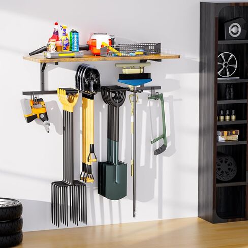 Snowboard Wall Mount,Ski Wall Mount Can Bear Weight of 400 Pounds,Ski Rack with Wooden Shelf,Ski Rack for Garage Wall Holds 12 Pairs,Snowboard Rack Size 45.27‘L’15.55‘W’inch. in Kuwait