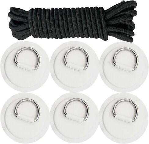 Golden Muhe 6 Pcs Stainless Steel D-Ring PVC Patch & Elastic Bungee Shock Cord for Sup Kayak Paddleboard Inflatable Boat in Saudi Arabia