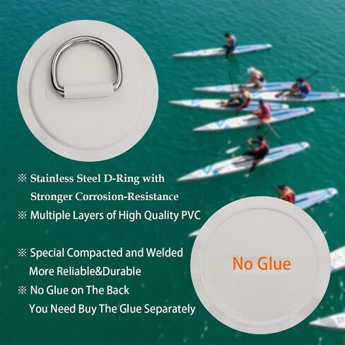 Golden Muhe 6 Pcs Stainless Steel D-Ring PVC Patch & Elastic Bungee Shock Cord for Sup Kayak Paddleboard Inflatable Boat in Saudi Arabia