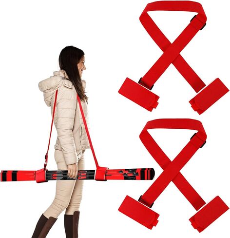 2 Pairs Ski Fastener Tapes, Adjustable Ski Boot Straps with Protector Pads Ski Carrier Straps Ski Wraps Ties Gear Storage for Ski Poles Boards Carrying Outdoor Winter Sports Accessories (Blue) in Saudi Arabia