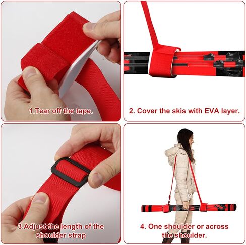 2 Pairs Ski Fastener Tapes, Adjustable Ski Boot Straps with Protector Pads Ski Carrier Straps Ski Wraps Ties Gear Storage for Ski Poles Boards Carrying Outdoor Winter Sports Accessories (Blue) in Saudi Arabia
