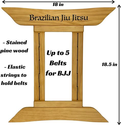 عرض حزام الجوجيتسو البرازيلي | حامل حزام BJJ لـ 5 أحزمة بالإضافة إلى شماعات الميداليات | من الحزام الأبيض إلى الحزام الأسود | حقيبة حامل حزام فنون الدفاع عن النفس | هدايا لممارسي الجوجيتسو | OSS in Kuwait