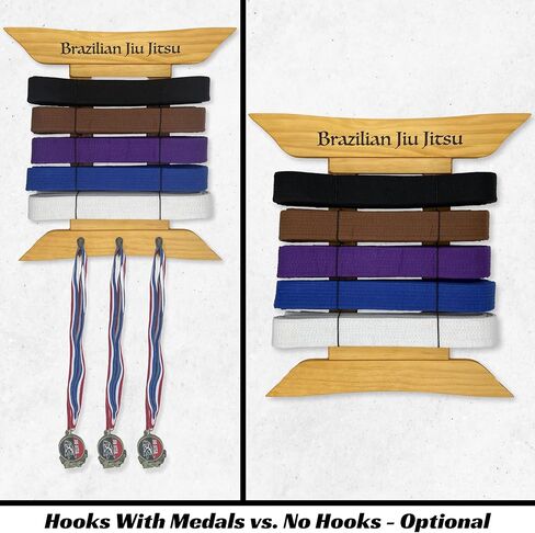 عرض حزام الجوجيتسو البرازيلي | حامل حزام BJJ لـ 5 أحزمة بالإضافة إلى شماعات الميداليات | من الحزام الأبيض إلى الحزام الأسود | حقيبة حامل حزام فنون الدفاع عن النفس | هدايا لممارسي الجوجيتسو | OSS in Kuwait