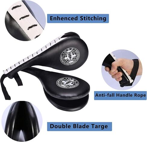 وسادات ركل التايكوندو، مجاديف تدريب أهداف الركل المتينة TKD، وسادات ضرب مزدوجة للكيك بوكسينغ وتدريب الكاراتيه (أسود، قطعتان) in Kuwait