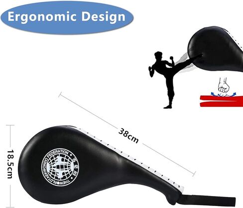 وسادات ركل التايكوندو، مجاديف تدريب أهداف الركل المتينة TKD، وسادات ضرب مزدوجة للكيك بوكسينغ وتدريب الكاراتيه (أسود، قطعتان) in Kuwait