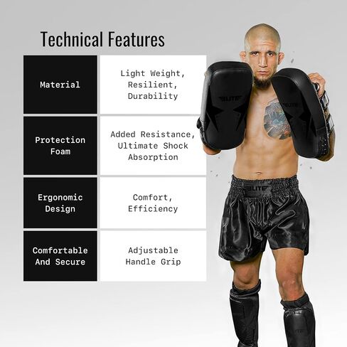 Elite Sports 2 قطعة من وسادات ركلة الملاكمة التايلاندية MMA، TKD للركبة والقدم والكوع هدف الركل زوج وسادة درع للفنون القتالية in Kuwait