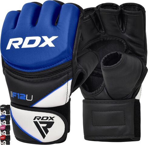 قفازات RDX MMA للسجال، جلد مايا إخفاء، قفازات ملاكمة للرجال والنساء Muay Thai للتدريب على الفنون القتالية، قفازات نصف إصبع قابلة للتعديل لدعم المعصم قفص الكيك بوكسينغ وحقيبة اللكم والتمرين in Kuwait
