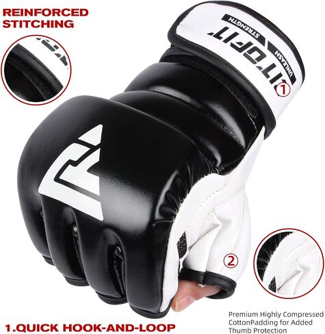 MMA Gloves Half Finger Boxing Gloves Kickboxing Training Gloves with Adjustable Wrist Band for Sparring Martial Arts Taekwondo Muay Thai MMA in Saudi Arabia