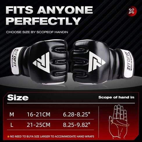 MMA Gloves Half Finger Boxing Gloves Kickboxing Training Gloves with Adjustable Wrist Band for Sparring Martial Arts Taekwondo Muay Thai MMA in Saudi Arabia