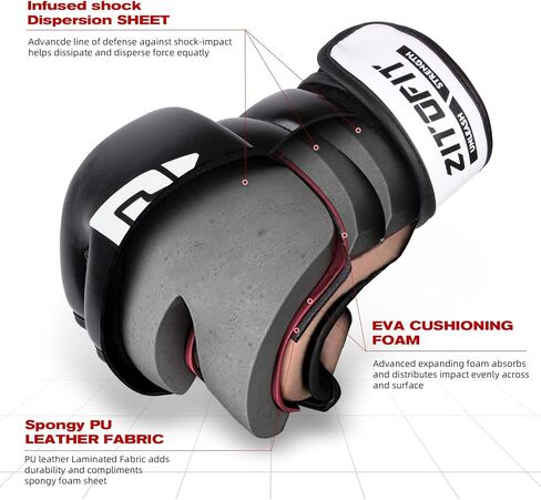 MMA Gloves Half Finger Boxing Gloves Kickboxing Training Gloves with Adjustable Wrist Band for Sparring Martial Arts Taekwondo Muay Thai MMA in Saudi Arabia
