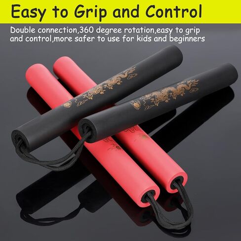 Nunchucks Cord Nunchakus آمن من المطاط الرغوي لتدريب Nunchucks مع حبل 2 قطعة للأطفال والمبتدئين للتمرين والتدريب in Kuwait