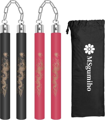 Nunchucks آمنة رغوة المطاط التدريب Nunchucks Nunchakus مباراة مع تحمل نظام الكرة وسلسلة الصلب 2PCS للأطفال المبتدئين والكبار in Kuwait