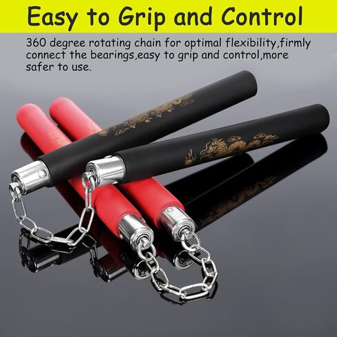 Nunchucks آمنة رغوة المطاط التدريب Nunchucks Nunchakus مباراة مع تحمل نظام الكرة وسلسلة الصلب 2PCS للأطفال المبتدئين والكبار in Kuwait