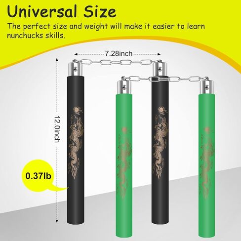 Nunchucks آمنة رغوة المطاط التدريب Nunchucks Nunchakus مباراة مع تحمل نظام الكرة وسلسلة الصلب 2PCS للأطفال المبتدئين والكبار in Kuwait
