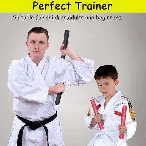 Nunchucks آمنة رغوة المطاط التدريب Nunchucks Nunchakus مباراة مع تحمل نظام الكرة وسلسلة الصلب 2PCS للأطفال المبتدئين والكبار in Kuwait