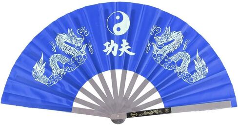 VGEBY Taichi Kungfu Fan, Stainless Steel Chinese Martial Arts Sports Fighting Dance Practice Training Performance Hand Fan (Blue) Martial Arts Fans Weapons Fans Martial Arts Martial Art Fans in Saudi Arabia