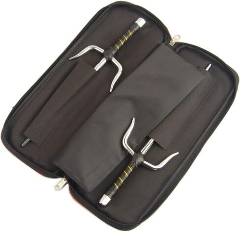 مثمن الفنون القتالية المعدنية Sai متعدد الحجم (أسود وفضي) (فضي، 15 بوصة وحقيبة) in Kuwait