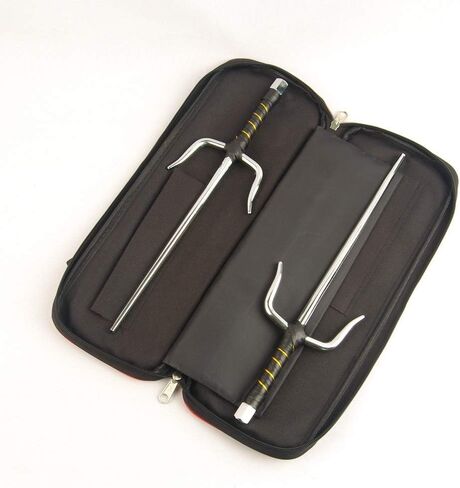 مثمن الفنون القتالية المعدنية Sai متعدد الحجم (أسود وفضي) (فضي، 15 بوصة وحقيبة) in Kuwait