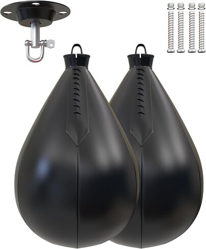 Boxing Speed Bags, PU Leather 2 Pack Hanging Speed Punching Bags Speedball, Dodge Striking Bag for Boxing MMA Muay Thai Martial Arts Training Home Gym Equipment in Saudi Arabia