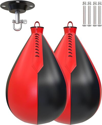 Boxing Speed Bags, PU Leather 2 Pack Hanging Speed Punching Bags Speedball, Dodge Striking Bag for Boxing MMA Muay Thai Martial Arts Training Home Gym Equipment in Saudi Arabia