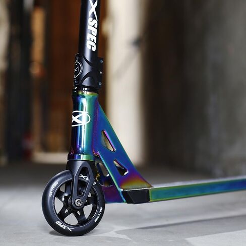 سكوتر Xspec Pro Stunt Kick مع مقاود BMX حرة، وسكوتر خدعة قوس قزح من الكروم الجديد، مع عجلات 110 مم وABEC-7 - (أكسيد نيو كروم أرجواني/أزرق أو أسود غير لامع) in Saudi Arabia