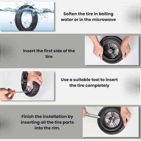Ǝك | إطار صلب لسكوتر كهربائي Gotrax Wheel Xiaomi | إطارات بديلة نسخة محسنة متوافقة مع جميع العجلات الأمامية أو الخلفية مقاس 8.5 بوصة | 2 قطعة مع أداة لـ gotrax gxl gotrax XR in Saudi Arabia