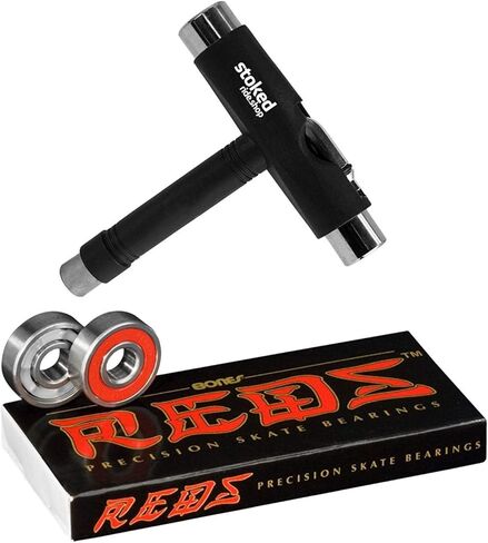 Bones Reds Bearings 8-Pack for [Skateboards, Longboards, Scooters, Spinners] (8-Pack W/Tool) in Kuwait