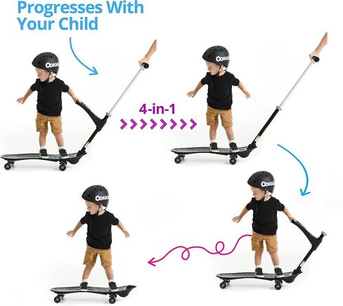 لوح تزلج Ookkie Kids Learner، يساعد على تطوير التوازن والثقة بالنفس، لوح تزلج 4 في 1، إعداد سهل، فكرة هدية in Kuwait