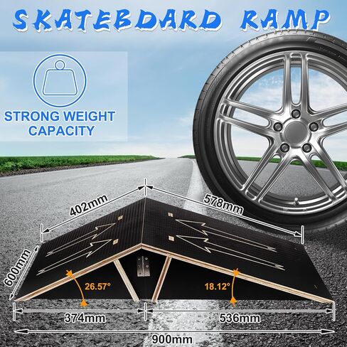Skateboard Ramp,Double Sided Bike Ramp,Foldable Launch for Skate Ramp,BMX Ramp Scooter Ramp RC Car Ramp, Jumps Skateboard Accessories for Kids Boys Girls Adults in Saudi Arabia
