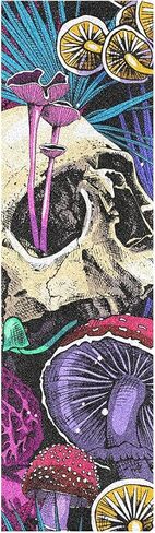 شريط قبضة لوح التزلج على شكل فطر وجماجم من HANZHY، شريط لاصق خالٍ من الفقاعات، سهل الاستخدام، شريط قبضة طويل مضاد للانزلاق، شريط ورق رملي للأولاد والبنات والمراهقين in Kuwait