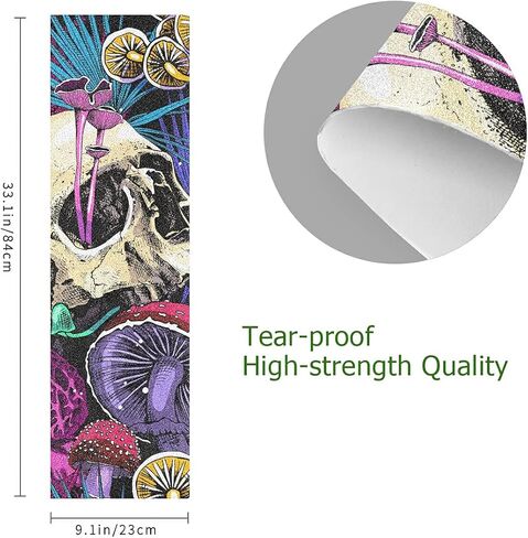 شريط قبضة لوح التزلج على شكل فطر وجماجم من HANZHY، شريط لاصق خالٍ من الفقاعات، سهل الاستخدام، شريط قبضة طويل مضاد للانزلاق، شريط ورق رملي للأولاد والبنات والمراهقين in Kuwait