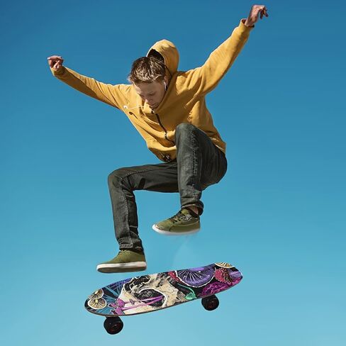 شريط قبضة لوح التزلج على شكل فطر وجماجم من HANZHY، شريط لاصق خالٍ من الفقاعات، سهل الاستخدام، شريط قبضة طويل مضاد للانزلاق، شريط ورق رملي للأولاد والبنات والمراهقين in Kuwait