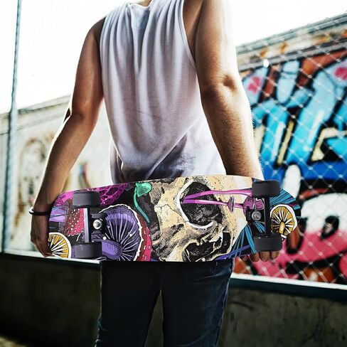 شريط قبضة لوح التزلج على شكل فطر وجماجم من HANZHY، شريط لاصق خالٍ من الفقاعات، سهل الاستخدام، شريط قبضة طويل مضاد للانزلاق، شريط ورق رملي للأولاد والبنات والمراهقين in Kuwait