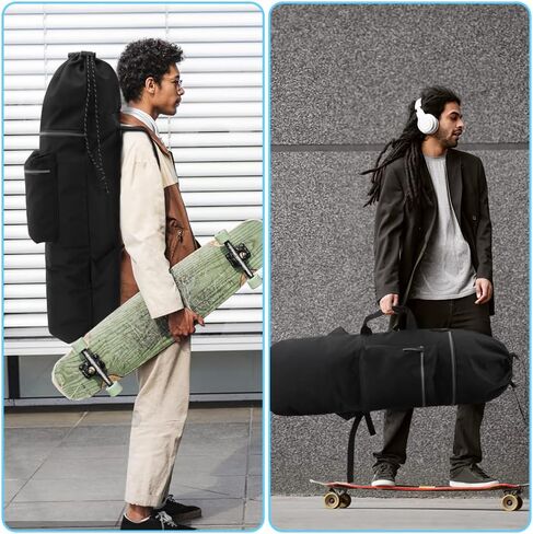 حقيبة لوح تزلج للرجال حقيبة ظهر مضادة للماء مع أشرطة كتف قابلة للتعديل، حقيبة لوح تزلج محمولة للوحة بيني، لوحة قياسية (أسود) in Kuwait