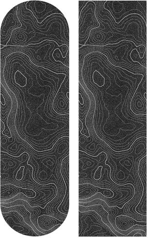 Topographic Map Black Grip Tape White Lines Contour Geographic Skateboard Grip Tape 33x9 inch Non-Slip Sandpaper Tape, Grip Tape for Skateboard Longboard Roller Board Stair Treads in Saudi Arabia