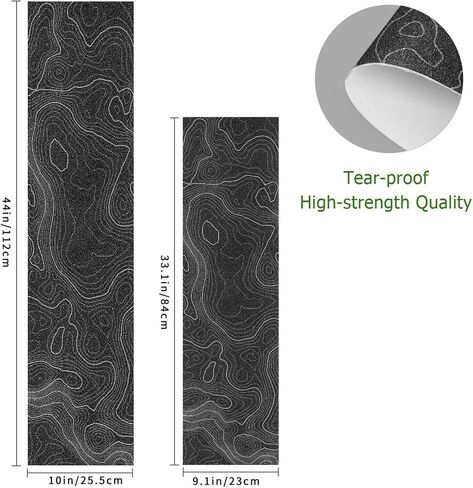 Topographic Map Black Grip Tape White Lines Contour Geographic Skateboard Grip Tape 33x9 inch Non-Slip Sandpaper Tape, Grip Tape for Skateboard Longboard Roller Board Stair Treads in Saudi Arabia