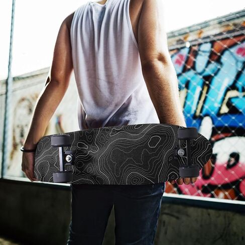 Topographic Map Black Grip Tape White Lines Contour Geographic Skateboard Grip Tape 33x9 inch Non-Slip Sandpaper Tape, Grip Tape for Skateboard Longboard Roller Board Stair Treads in Saudi Arabia