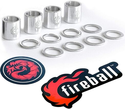 مجموعة فواصل ألومنيوم دقيقة من Fireball Dragon وحلقات سرعة لألواح التزلج والألواح الطويلة - 4X فواصل ألواح التزلج 8X غسالات ألواح التزلج in Kuwait