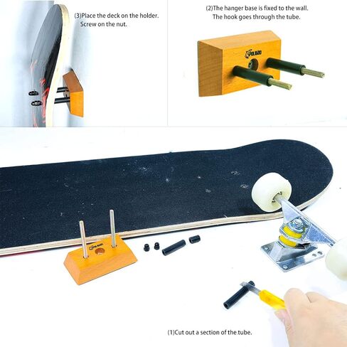 Skateboard Wall Mount Hanger, Wood Skateboard Hanger, Longboard Deck Hanger for Display and Storage at Studio and Storeroom for Floating Effects in Kuwait