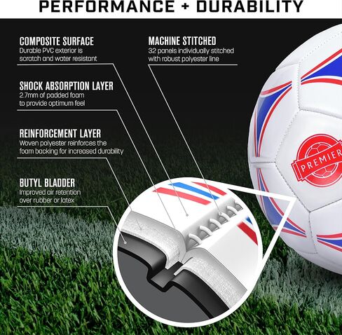 كرة قدم GoSports Premier مع مضخة ممتازة - متوفرة ككرات فردية أو 6 عبوات - اختر مقاسك in Kuwait