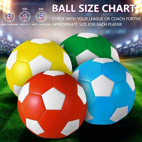 Tradder 4 Pcs Deflated Soccer Ball Bulk with Pump Outside Sport Soccer Ball Training Ball for Kids Adult and Teens for Game Match Birthday Gift Party in Saudi Arabia