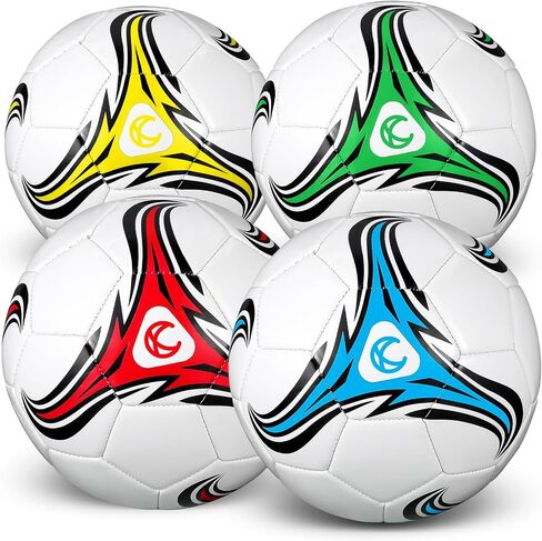 Tradder 4 Pcs Deflated Soccer Ball Bulk with Pump Outside Sport Soccer Ball Training Ball for Kids Adult and Teens for Game Match Birthday Gift Party in Saudi Arabia