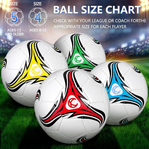 Tradder 4 Pcs Deflated Soccer Ball Bulk with Pump Outside Sport Soccer Ball Training Ball for Kids Adult and Teens for Game Match Birthday Gift Party in Saudi Arabia