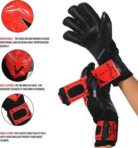 قفازات حارس مرمى كرة القدم المتنافسة - قطع هجينة، قفازات حارس مرمى كرة القدم مع حماية المعصم والأصابع، قفازات حارس المرمى للشباب ذات قبضة ممتازة، قفازات كرة القدم للبالغين، الأولاد والبنات in Kuwait