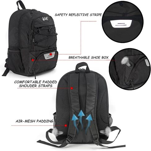 وولت | حقيبة كرة القدم للشباب - حقيبة ظهر لكرة القدم وحقائب لكرة السلة والكرة الطائرة ورياضات كرة القدم، تتضمن حجرة منفصلة للأحذية والكرة، تناسب الشباب والكبار in Kuwait