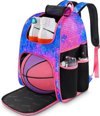 MATEIN Basketball Bag, Durable Soccer Bag with Ball Holder & Shoe Compartment, Large Basketball Backpack for Training Equipment, Water Resistant Sports Ball Bags Fits Volleyball Football, Colorful in Saudi Arabia
