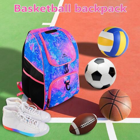 MATEIN Basketball Bag, Durable Soccer Bag with Ball Holder & Shoe Compartment, Large Basketball Backpack for Training Equipment, Water Resistant Sports Ball Bags Fits Volleyball Football, Colorful in Saudi Arabia